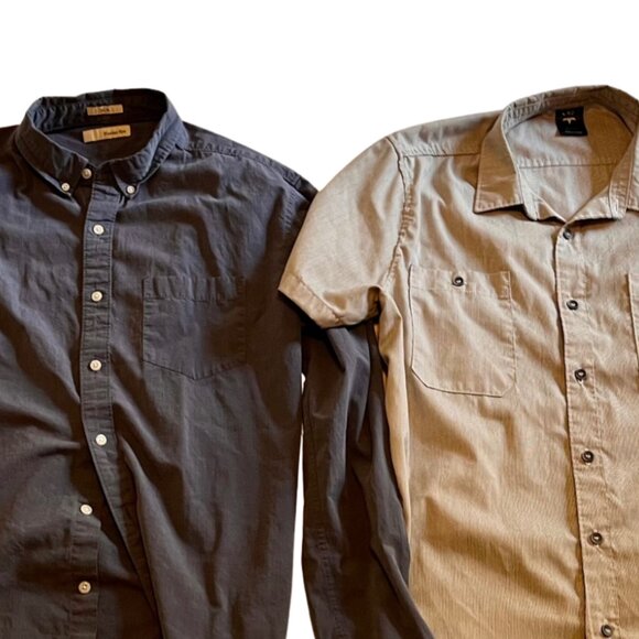 2-Pack Men’s Button-Up Shirts – Dearborn Denim & Hawker Rye, Size L/M - Picture 1 of 7